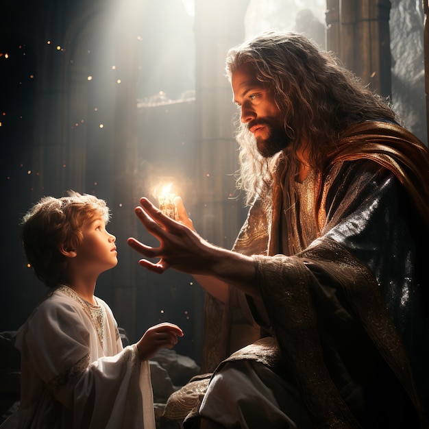 Jesus Christ giving hope and light king