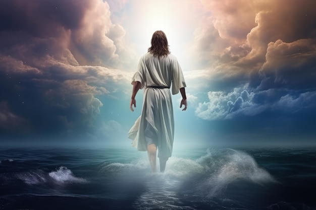 Jesus christ god walks on water miracle