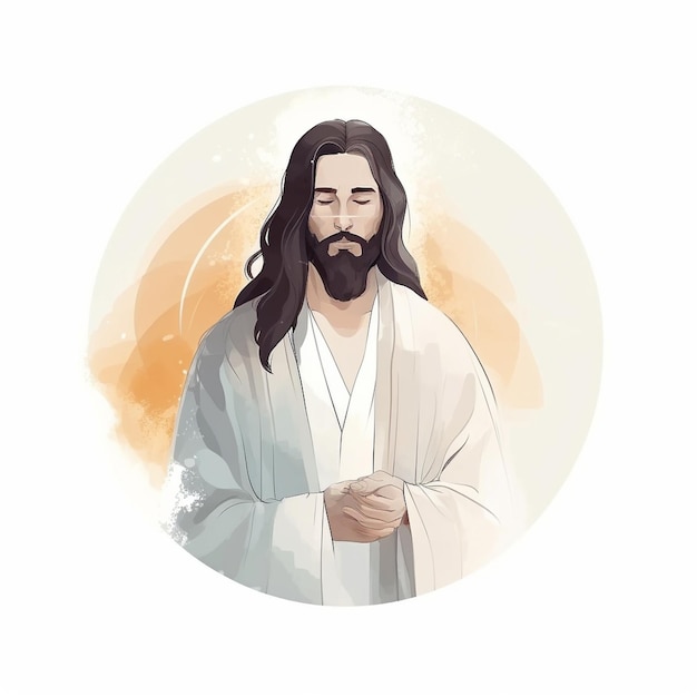 Jesus Christ illustration logo emblem portrait sticker