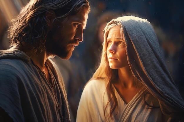 Jesus Christ on a journey with Mary Magdalene preaching