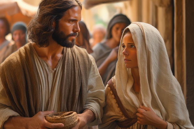 Jesus Christ on a journey with Mary Magdalene preaching