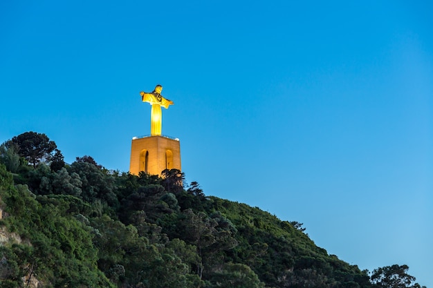 Jesus christ monument sunset lisbon