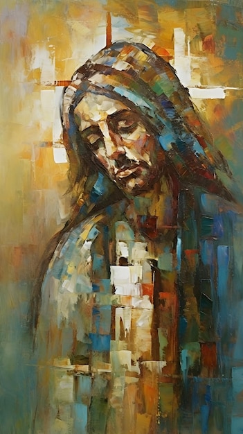 Jesus christ oil painting poster generative ai