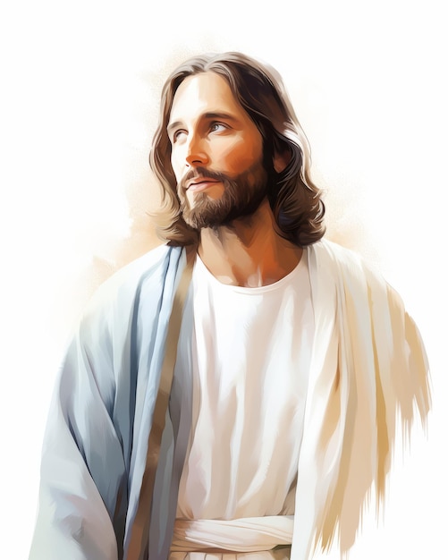 Premium AI Image | jesus christ in a painting on white background