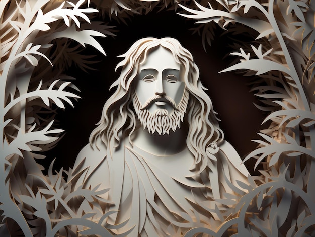 Jesus Christ in paper cut style paper art