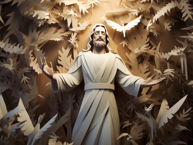 Jesus Christ in paper cut style paper art