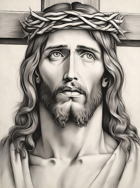 Photo jesus christ pencil drawing 6