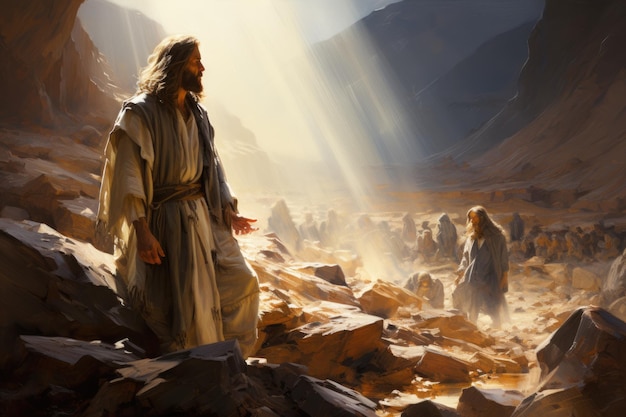 Premium AI Image | jesus christ preaching religion christianity