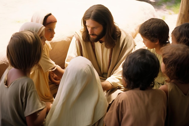 Foto jesus christ speaks kindly to children