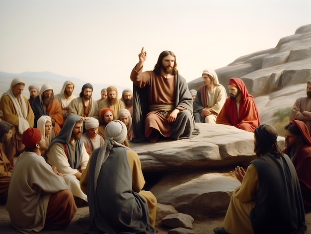 Jesus Christ spreading his teaching to people