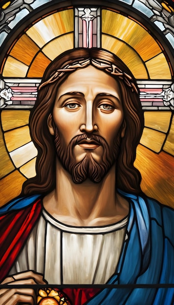 Jesus Christ in a stained glass window