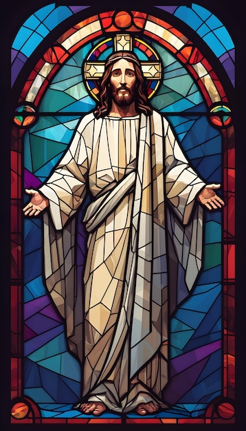 Jesus Christ in a stained glass window