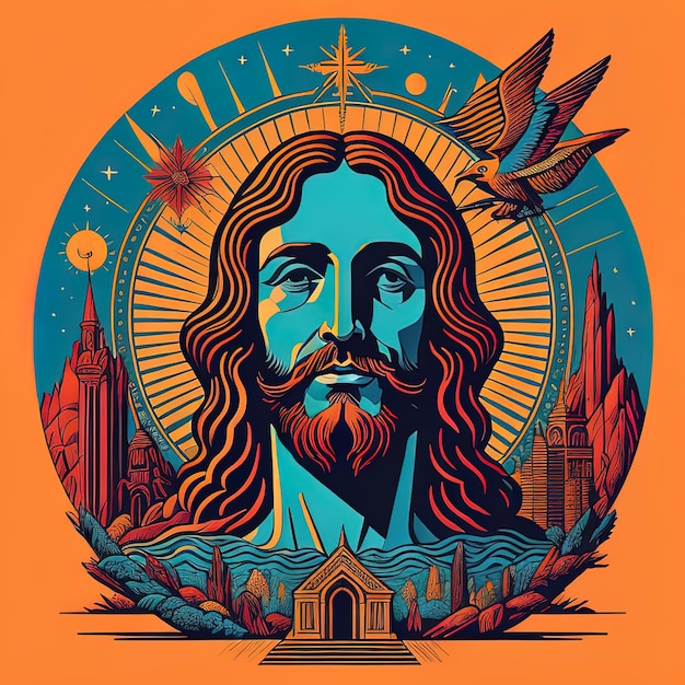 Jesus christ vector paint illustration