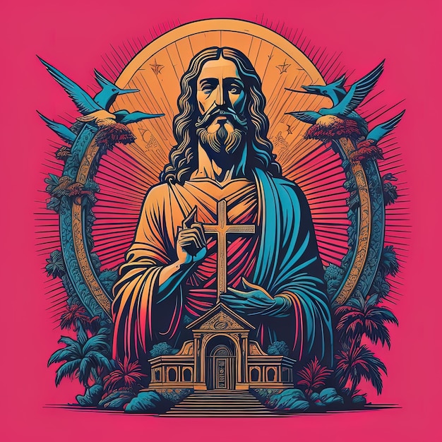 Jesus christ vector paint illustration