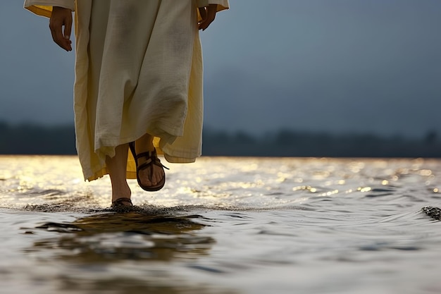 Photo jesus christ walking on water at sea