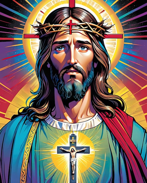 Jesus christ with cross vector art