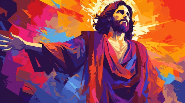 Jesus on a colorful abstract background