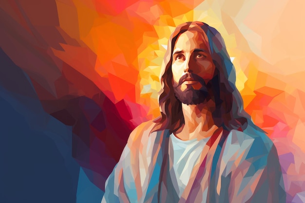 jesus on a colorful background