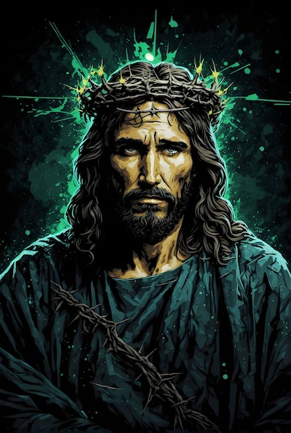 Jesus digital painting in painterly oil painting style