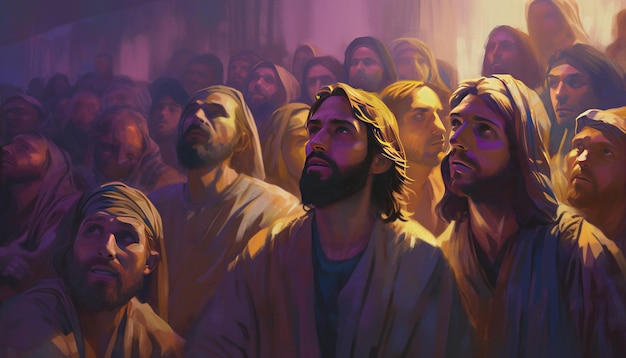 Premium AI Image  Jesus and his followers Generative Ai