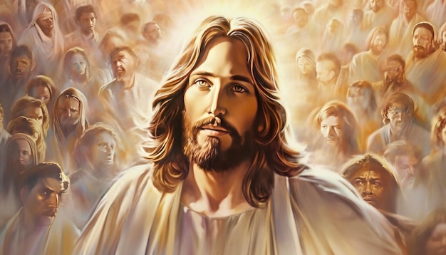 Premium AI Image  Jesus and his followers Generative Ai
