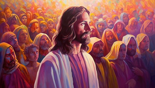 Premium AI Image  Jesus and his followers Generative Ai