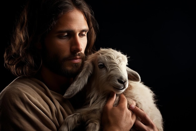 Jesus holding a lamb