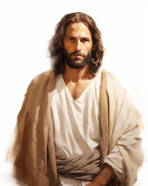 Premium AI Image | jesus is standing in front of a white background