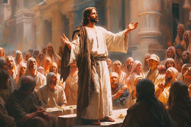 Jesus making speach to his followers