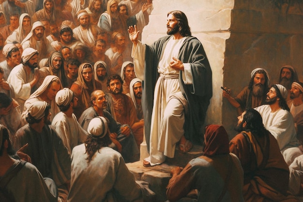 Jesus making speach to his followers