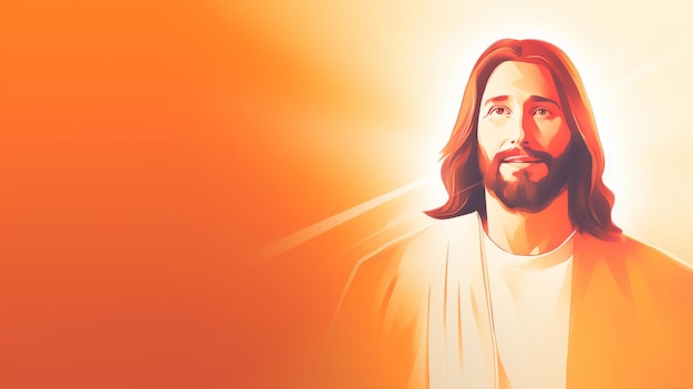 jesus on an orange background