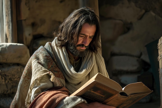 写真 イエスが本を読んでいる