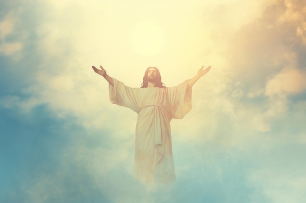jesus on sky outdoors nature adult
