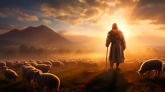 Jesus tends the sheep