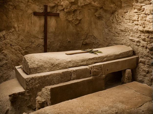 Jesus tomb was empty and picture of a cross