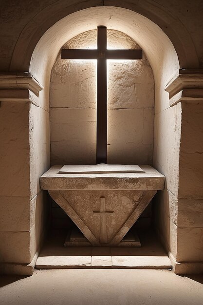 Photo jesus tomb was empty and picture of a cross