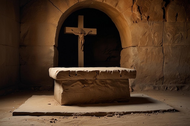 Jesus tomb was empty and picture of a cross