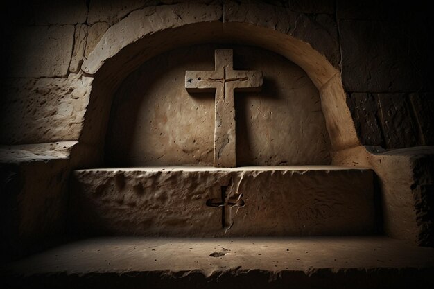 Photo jesus tomb was empty and picture of a cross