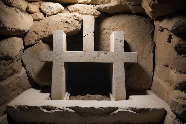 Jesus tomb was empty and picture of a cross