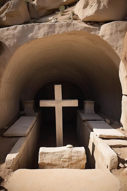 Jesus tomb was empty and picture of a cross