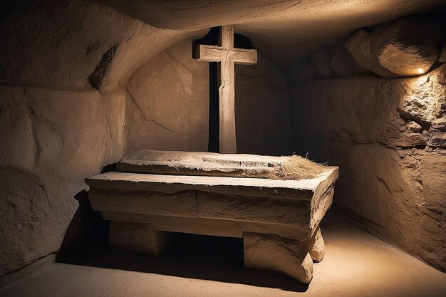 Jesus tomb was empty and picture of a cross