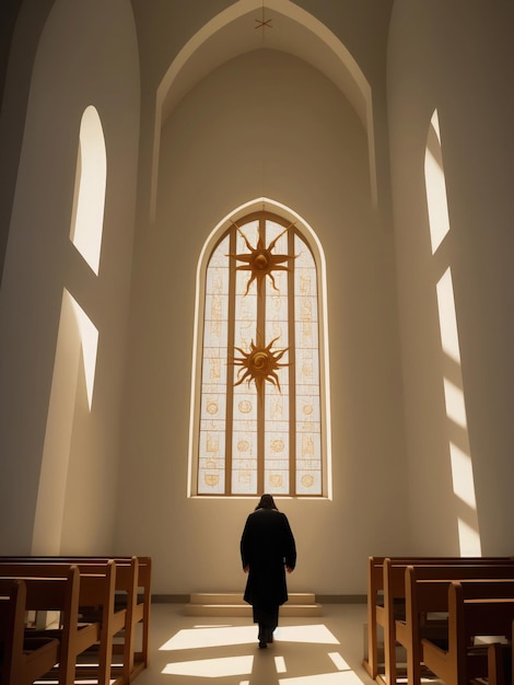 Jesus walking in a ancient synagogue 9