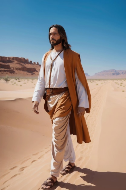 Jesus walking in the desert