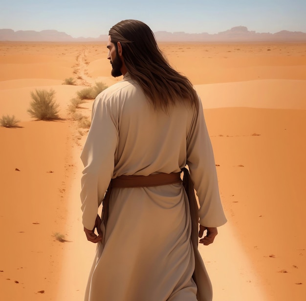 Jesus walking in the desert