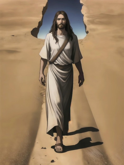 Jesus walking in the desert