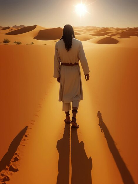 Jesus walking in the desert