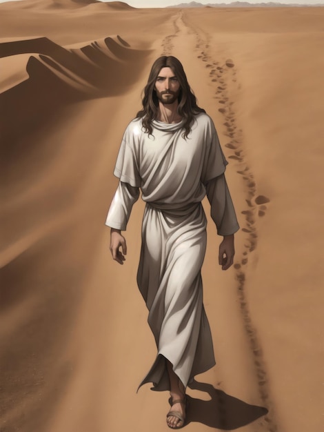 Jesus walking in the desert