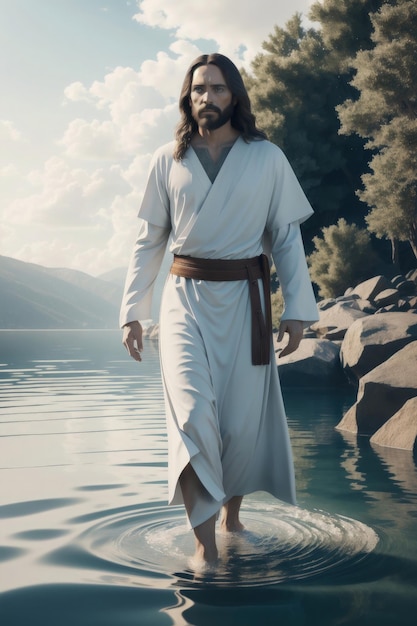 Jesus walking in the water holy christ