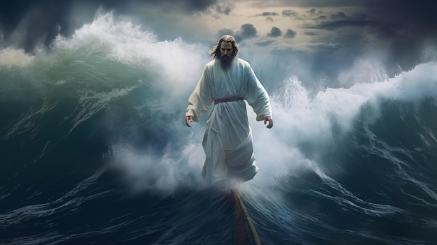 Jesus walking on waters