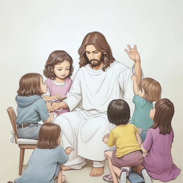 Jesus with children illustration